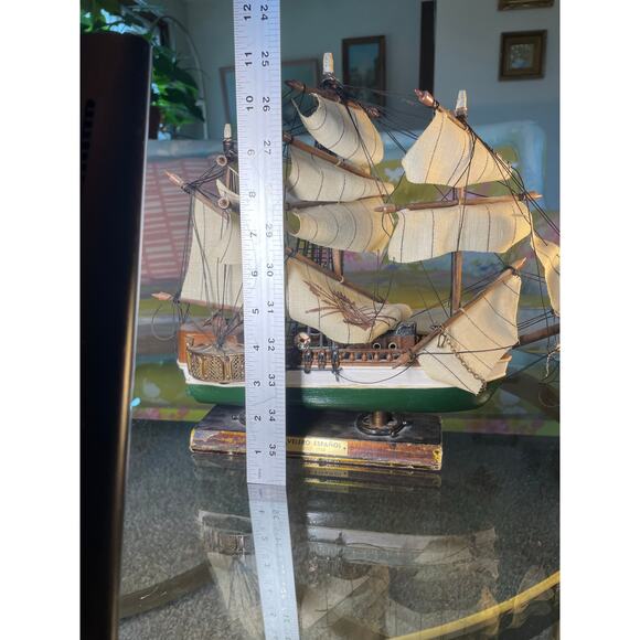 VELERO ESPANOL Ano 1768 Vtg Sailboat Model Ship Wooden Boat - Picture 16 of 16